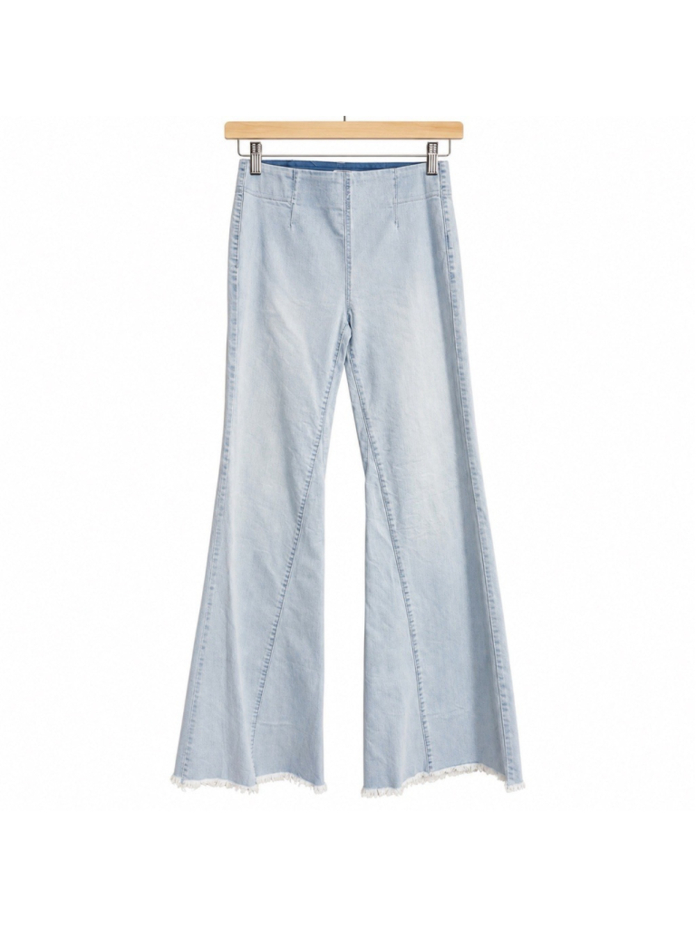 Free People Pull On Bell Bottom Super Flare Light Wash Jeans 28